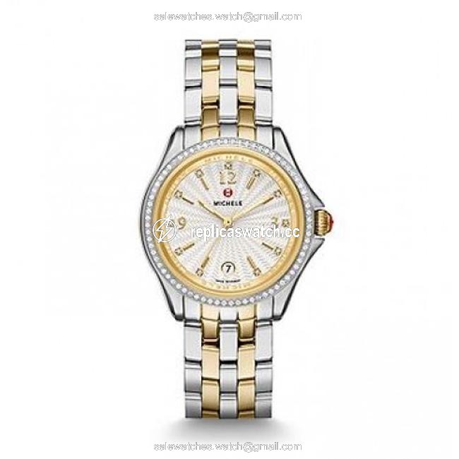 Michele Gold / Silver Belmore Diamond Two Tone Diamond Dial Watch Michele Gold / Silver Belmore Diamond Two Tone Diamond Dial Watch