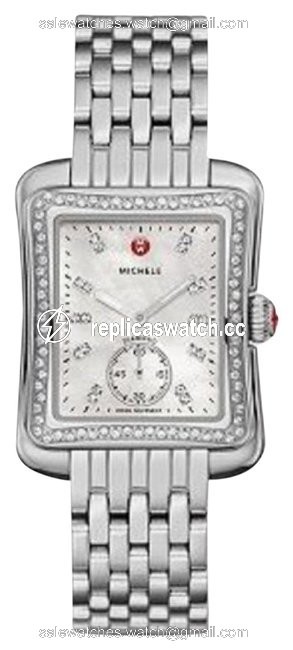 Michele Silver Deco Mordern Ii Diamond Diamond Dial Watch Michele Silver Deco Mordern Ii Diamond Diamond Dial Watch