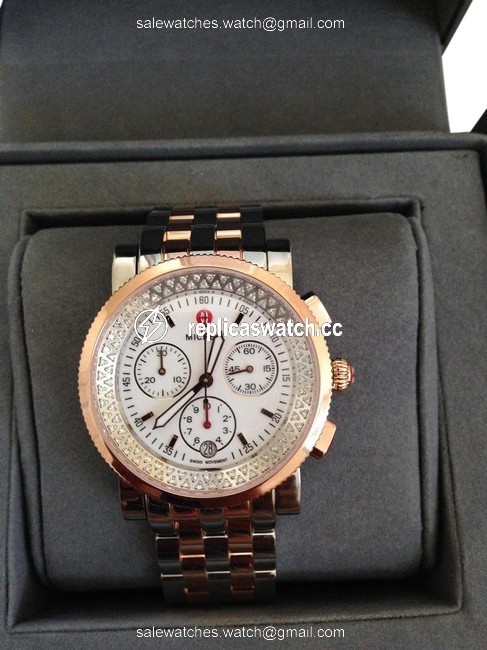 Michele Multicolor (Rosegold/Silver) Diamond Sport Sail Two Tone Watch Michele Multicolor (Rosegold/Silver) Diamond Sport Sail Two Tone Watch
