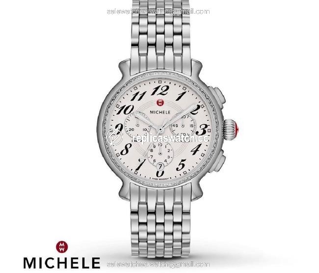 Michele Silver Fluette Diamond Chronograph Watch Michele Silver Fluette Diamond Chronograph Watch