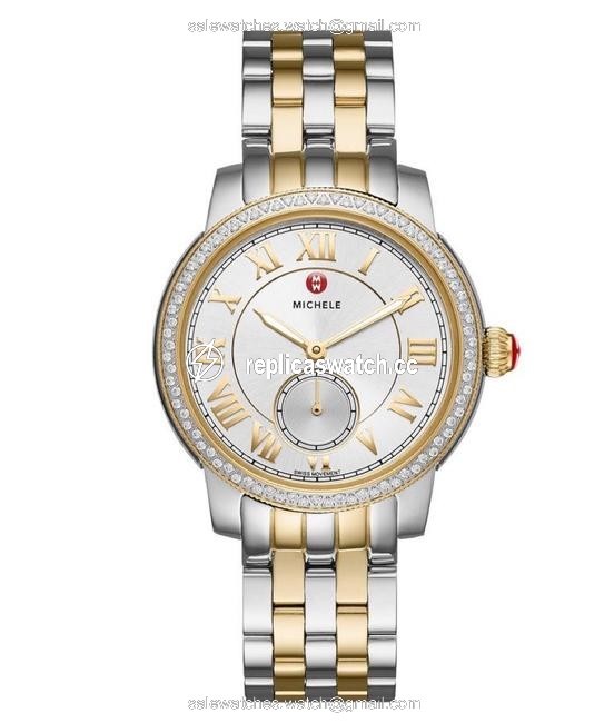 Michele Gold / Silver Harbor Diamond Two Tone Dial Watch Michele Gold / Silver Harbor Diamond Two Tone Dial Watch