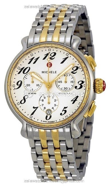 Michele Gold (Gold/Silver) Fluette Silver White Dial Two-tone Watch Michele Gold (Gold/Silver) Fluette Silver White Dial Two-tone Watch