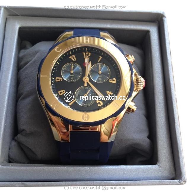 Michele Gold / Navy Jelly Rare Tahitian and Bean Watch Michele Gold / Navy Jelly Rare Tahitian and Bean Watch