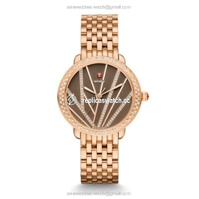 Michele Multicolor (Rosegold/Brown) Serein 16 Mid City Diamond Watch Michele Multicolor (Rosegold/Brown) Serein 16 Mid City Diamond Watch