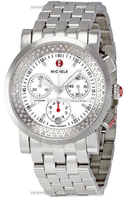 Michele Silver Sport Sail Diamond White Dial Watch Michele Silver Sport Sail Diamond White Dial Watch