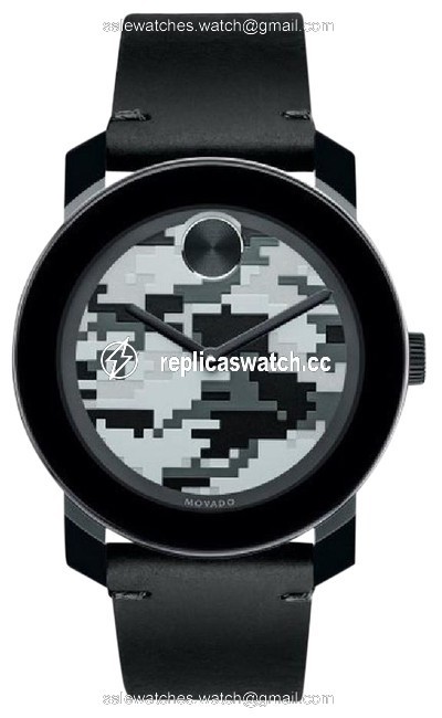 Movado Black / Gray Bold Camouflage Dial Rustic Leather Watch Movado Black / Gray Bold Camouflage Dial Rustic Leather Watch