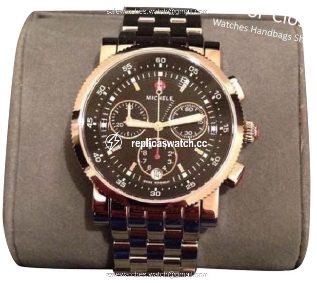 Michele Silver / Black Womens Sport Sail Dial Watch Michele Silver / Black Womens Sport Sail Dial Watch