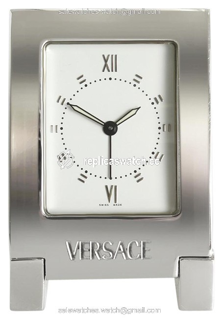 Versace Silver Gpq99 Travel Clock Stainless Steel Quartz (190553) Watch Versace Silver Gpq99 Travel Clock Stainless Steel Quartz (190553) Watch