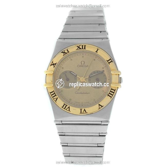 Omega Gold/Silver Constellation 396.1069 Mens Unisex Day Date 18k Steel Watch Omega Gold/Silver Constellation 396.1069 Mens Unisex Day Date 18k Steel Watch