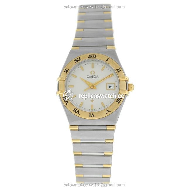 Omega Gold/Silver Constellation 796.1201 Half Bar 18k Yellow 27mm Quartz Watch Omega Gold/Silver Constellation 796.1201 Half Bar 18k Yellow 27mm Quartz Watch