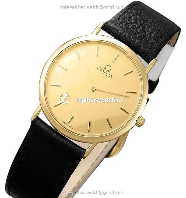 Omega Champagne De Ville Mens Midsize Ultra Thin Dress 18k Gold Plated & Watch Omega Champagne De Ville Mens Midsize Ultra Thin Dress 18k Gold Plated & Watch