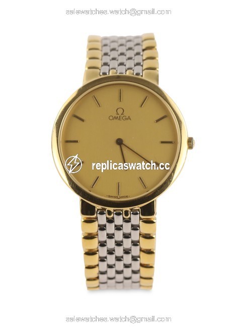 Omega Gold Silver Two Tone Deville Quartz Watch Omega Gold Silver Two Tone Deville Quartz Watch