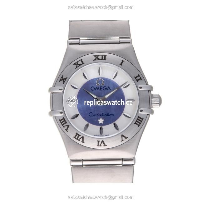 Omega Blue/White Stainless Steel Constellation 1562.84 Quartz Womens Wristwatch 23 Mm Watch Omega Blue/White Stainless Steel Constellation 1562.84 Quartz Womens Wristwatch 23 Mm Watch