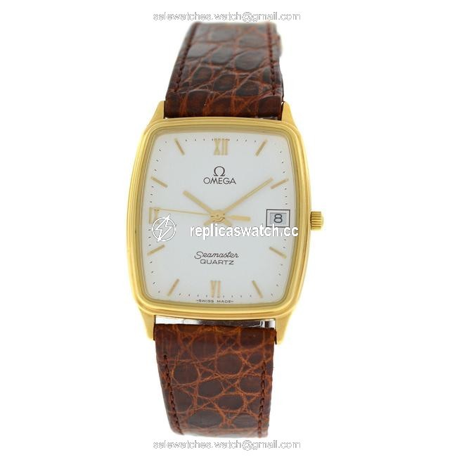 Omega Gold Seamaster 1430 Unisex Tone Stainless Steel 28mm Quartz Watch Omega Gold Seamaster 1430 Unisex Tone Stainless Steel 28mm Quartz Watch