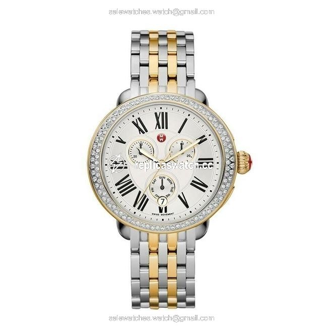 Michele Two Tone Serein Stainless Chronograph Diamond Dial Mww21a000008 Watch Michele Two Tone Serein Stainless Chronograph Diamond Dial Mww21a000008 Watch