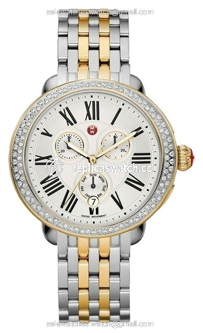 Michele Two Tone Serein 18k Gold Chronograph Diamond Mww21a000008 Watch Michele Two Tone Serein 18k Gold Chronograph Diamond Mww21a000008 Watch