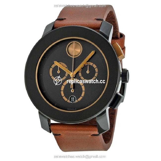 Movado Black Brown Swiss Dial Cognac Leather Mens Casual Watch Movado Black Brown Swiss Dial Cognac Leather Mens Casual Watch