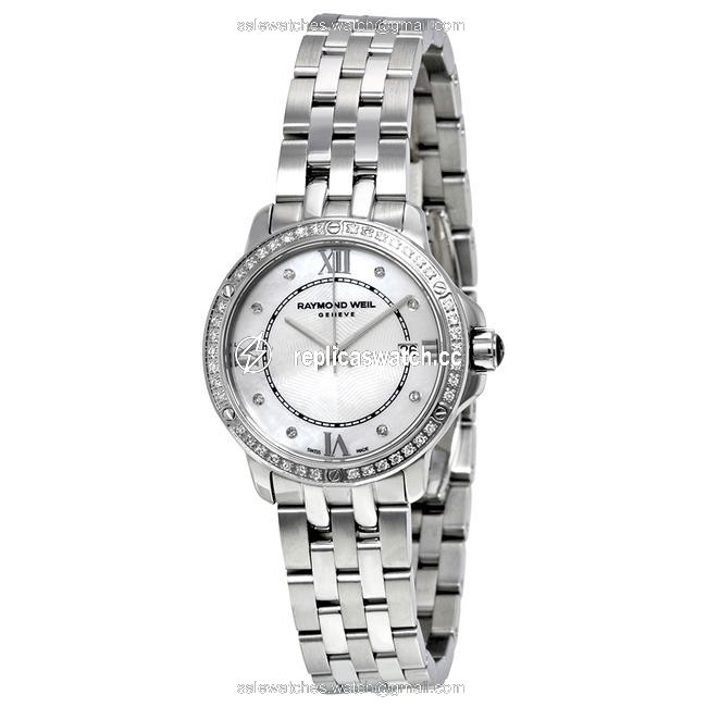 Raymond Weil Silver Mother Of Pearl Diamond Dial Stainless Steel Ladies Luxury Style Watch Raymond Weil Silver Mother Of Pearl Diamond Dial Stainless Steel Ladies Luxury Style Watch