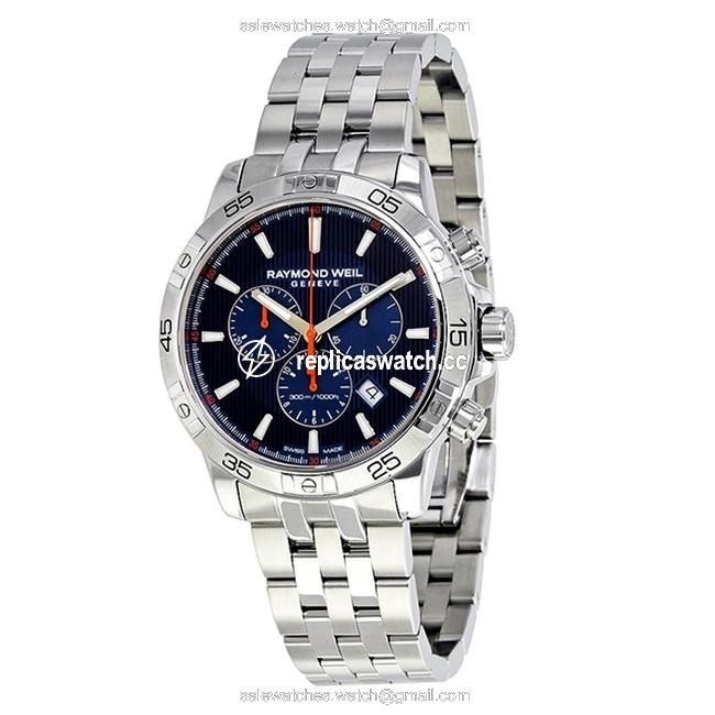 Raymond Weil Silver Blue Tango Chronograph Stainless Steel Dial Mens Bracelet Watch Raymond Weil Silver Blue Tango Chronograph Stainless Steel Dial Mens Bracelet Watch