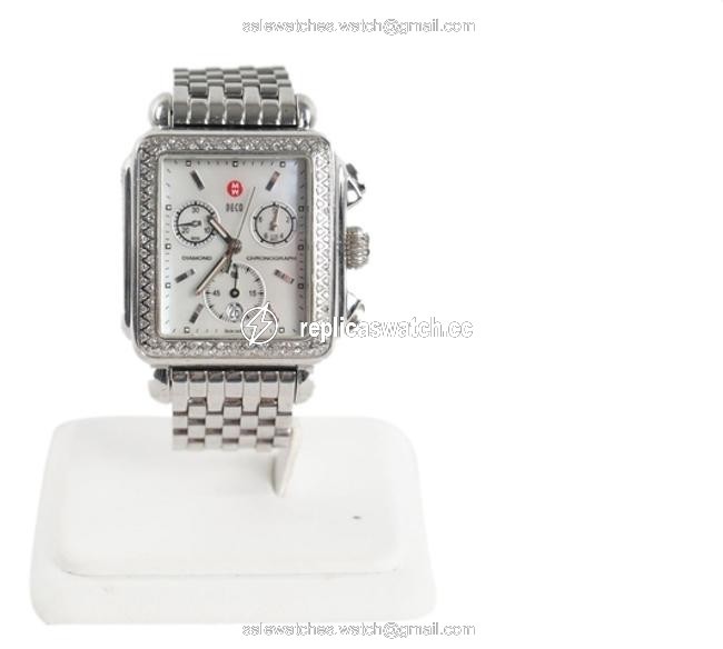 Michele Mother Of Pearl Ladies Deco Day Stainless Steel Chronograph Diamond B39804ss (3256) Watch Michele Mother Of Pearl Ladies Deco Day Stainless Steel Chronograph Diamond B39804ss (3256) Watch