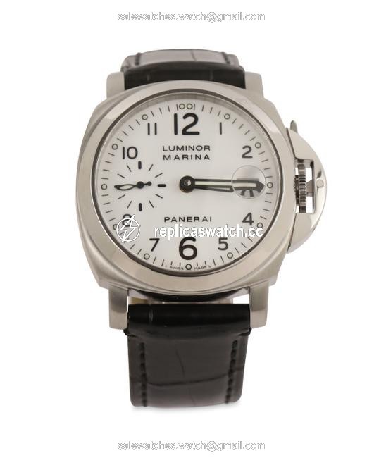 Panerai Luminor Marina with a Black Leather Band and White Dial Panerai Luminor Marina with a Black Leather Band and White Dial