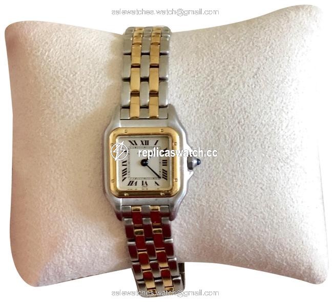 Cartier Gold and Stainless Panthere De 22mm 18k Two Row Watch Cartier Gold and Stainless Panthere De 22mm 18k Two Row Watch