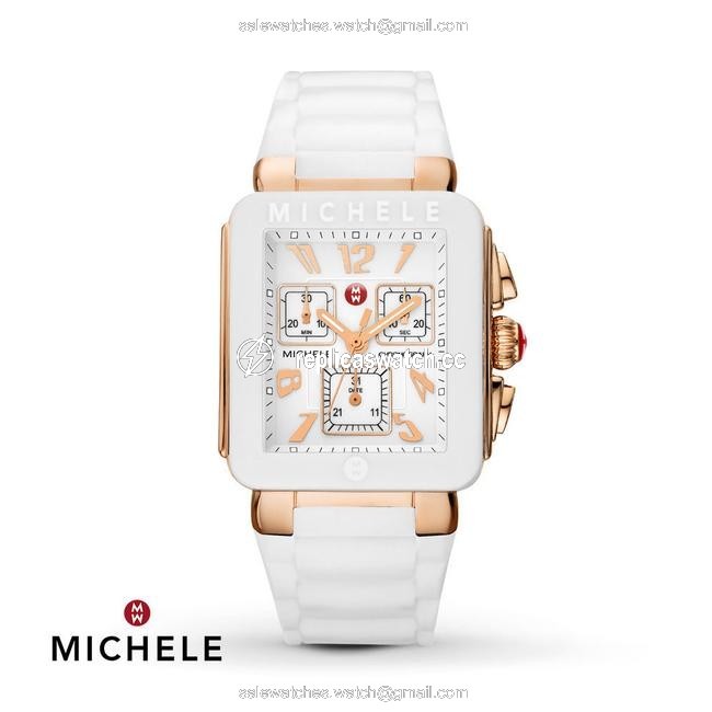 Michele White/Rose Gold Jelly Park Bean Womens Tone Silicone Watch Michele White/Rose Gold Jelly Park Bean Womens Tone Silicone Watch