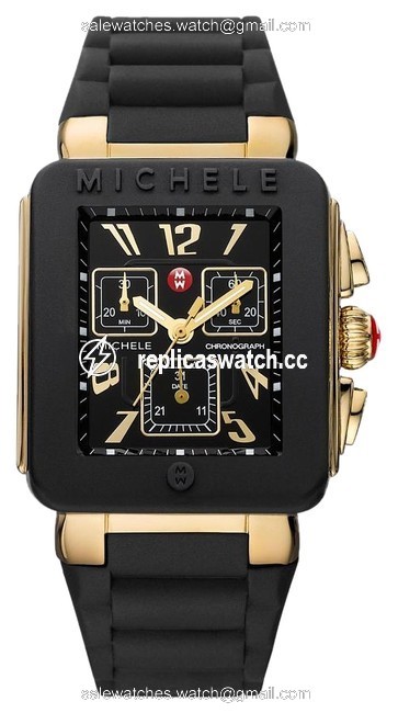 Michele Black Jelly Bean Mww06l000015 Gold Chronograph Watch Michele Black Jelly Bean Mww06l000015 Gold Chronograph Watch