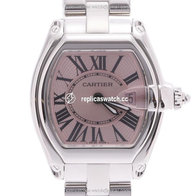Cartier Pink Stainless Steel Roadster Quartz W62017v3 Womens Wristwatch 36 X 30 Mm Watch Cartier Pink Stainless Steel Roadster Quartz W62017v3 Womens Wristwatch 36 X 30 Mm Watch