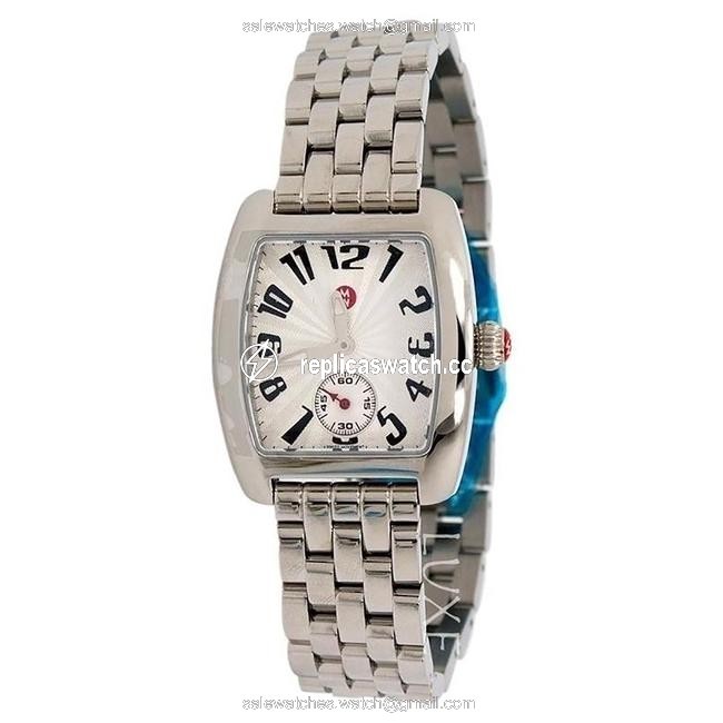 Michele Silver Urban Mini Ladies Tone Stainless Steel Bracelet 28mm Watch Michele Silver Urban Mini Ladies Tone Stainless Steel Bracelet 28mm Watch