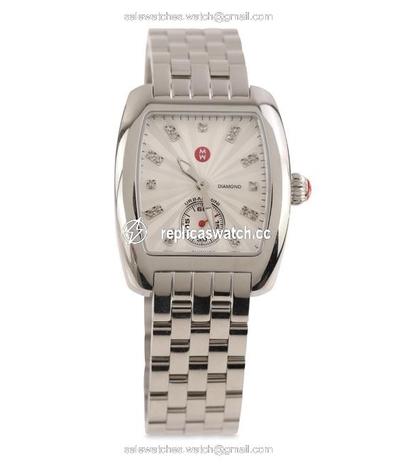 Michele Silver Urban Mini Diamond Dial Watch Michele Silver Urban Mini Diamond Dial Watch