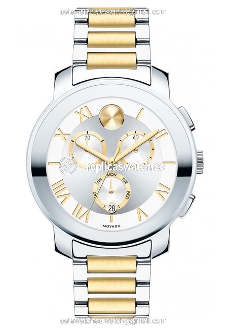 Movado Silver Gold Two Tone Stainless Steel Chronograph 3600280 Watch Movado Silver Gold Two Tone Stainless Steel Chronograph 3600280 Watch
