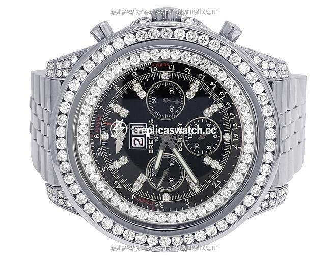 Breitling Stainless Steel Black Custom Mens Bentley 6.75 A4436412 48mm Dial Diamond 14.0ct Watch Breitling Stainless Steel Black Custom Mens Bentley 6.75 A4436412 48mm Dial Diamond 14.0ct Watch