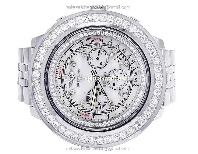 Breitling Stainless Steel Custom Bentley A25362 48mm White Dial Diamond 7.35 Ct Watch Breitling Stainless Steel Custom Bentley A25362 48mm White Dial Diamond 7.35 Ct Watch