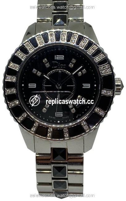 Dior Black Christal Steel and Diamonds Cd11315 Watch Dior Black Christal Steel and Diamonds Cd11315 Watch