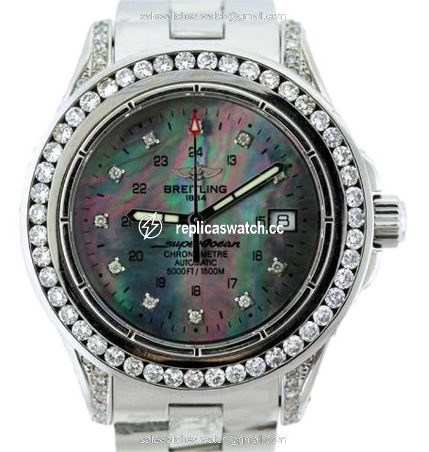 Breitling 5ct Super Ocean Model A17360 Diamond S/S Watch Breitling 5ct Super Ocean Model A17360 Diamond S/S Watch