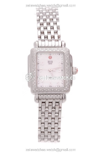 Michele Silver Mini Deco Diamond Watch Michele Silver Mini Deco Diamond Watch
