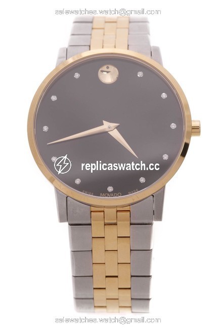 Movado Silver Diamond Museum Classic Mens Steel Watch Movado Silver Diamond Museum Classic Mens Steel Watch