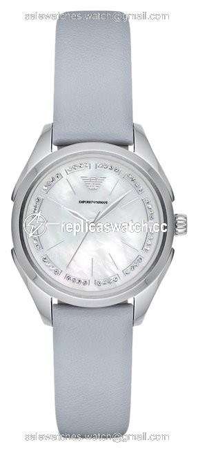 Emporio Armani Sky Blue Ar11032 Womens Three-hand Leather 32mm Watch Emporio Armani Sky Blue Ar11032 Womens Three-hand Leather 32mm Watch