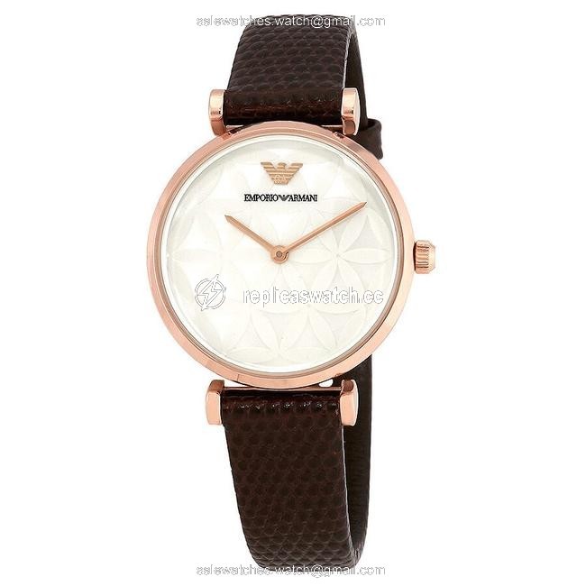 Emporio Armani Brown Womens Retro Style Leather Strap Ar1990 Watch Emporio Armani Brown Womens Retro Style Leather Strap Ar1990 Watch