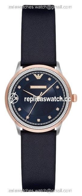 Emporio Armani Blue Ar2066 Womens Three-hand Leather Watch Emporio Armani Blue Ar2066 Womens Three-hand Leather Watch