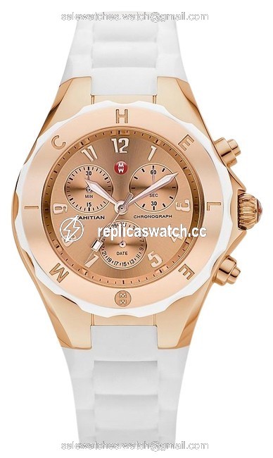 Michele White/Rose Gold Jelly Mww12f000030 Tahitian Bean Large Dial 40mm Watch Michele White/Rose Gold Jelly Mww12f000030 Tahitian Bean Large Dial 40mm Watch