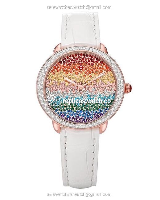 Michele Rose Gold Limited Edition Serein Mid Carousel Pave Pink Mww21b000146 Watch Michele Rose Gold Limited Edition Serein Mid Carousel Pave Pink Mww21b000146 Watch