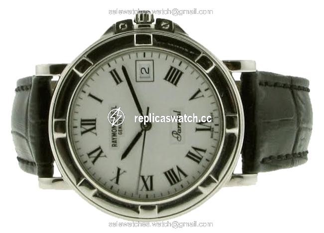Raymond Weil Black White Roman Parsifal Dial Numeral and Date Strap Watch Raymond Weil Black White Roman Parsifal Dial Numeral and Date Strap Watch
