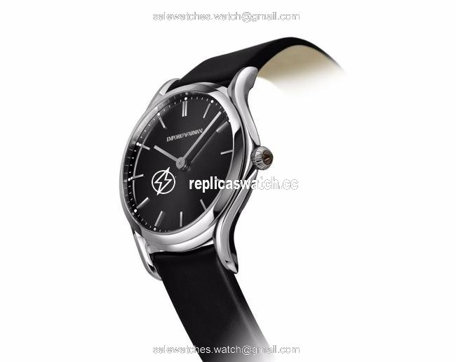 Emporio Armani Black Swiss Sunray Dial Strap Ss Watch Emporio Armani Black Swiss Sunray Dial Strap Ss Watch