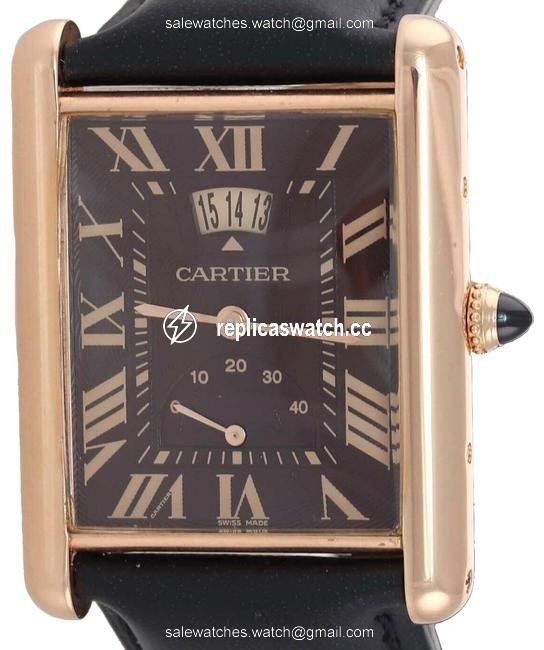 Cartier Rose Gold XL Louis Tank 3185 18k Power Reserve Brown Watch Cartier Rose Gold XL Louis Tank 3185 18k Power Reserve Brown Watch