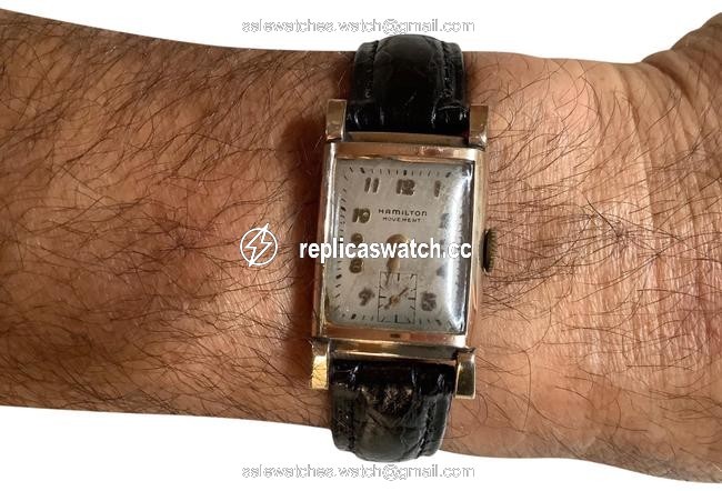 Hamilton Silver Case with Black Strap Circa 1930s Vintage Watch Hamilton Silver Case with Black Strap Circa 1930s Vintage Watch