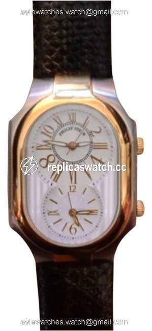 Philip Stein Gold Plated/Stainless/Black Dual Time Watch Philip Stein Gold Plated/Stainless/Black Dual Time Watch