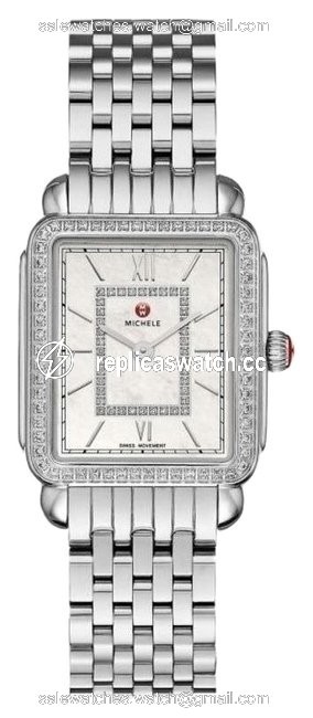 Michele Silver Deco Ii Mid-size Diamond Dial Ladies (Mww06i000001) Watch Michele Silver Deco Ii Mid-size Diamond Dial Ladies (Mww06i000001) Watch