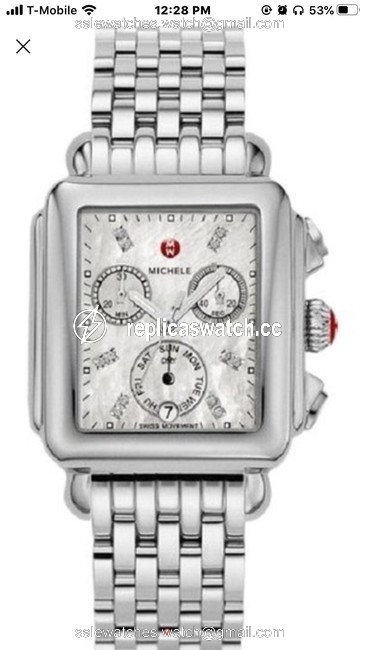 Michele Sliver Womens Deco Diamond Dial Stainless Steel Mww06p000014 Watch Michele Sliver Womens Deco Diamond Dial Stainless Steel Mww06p000014 Watch